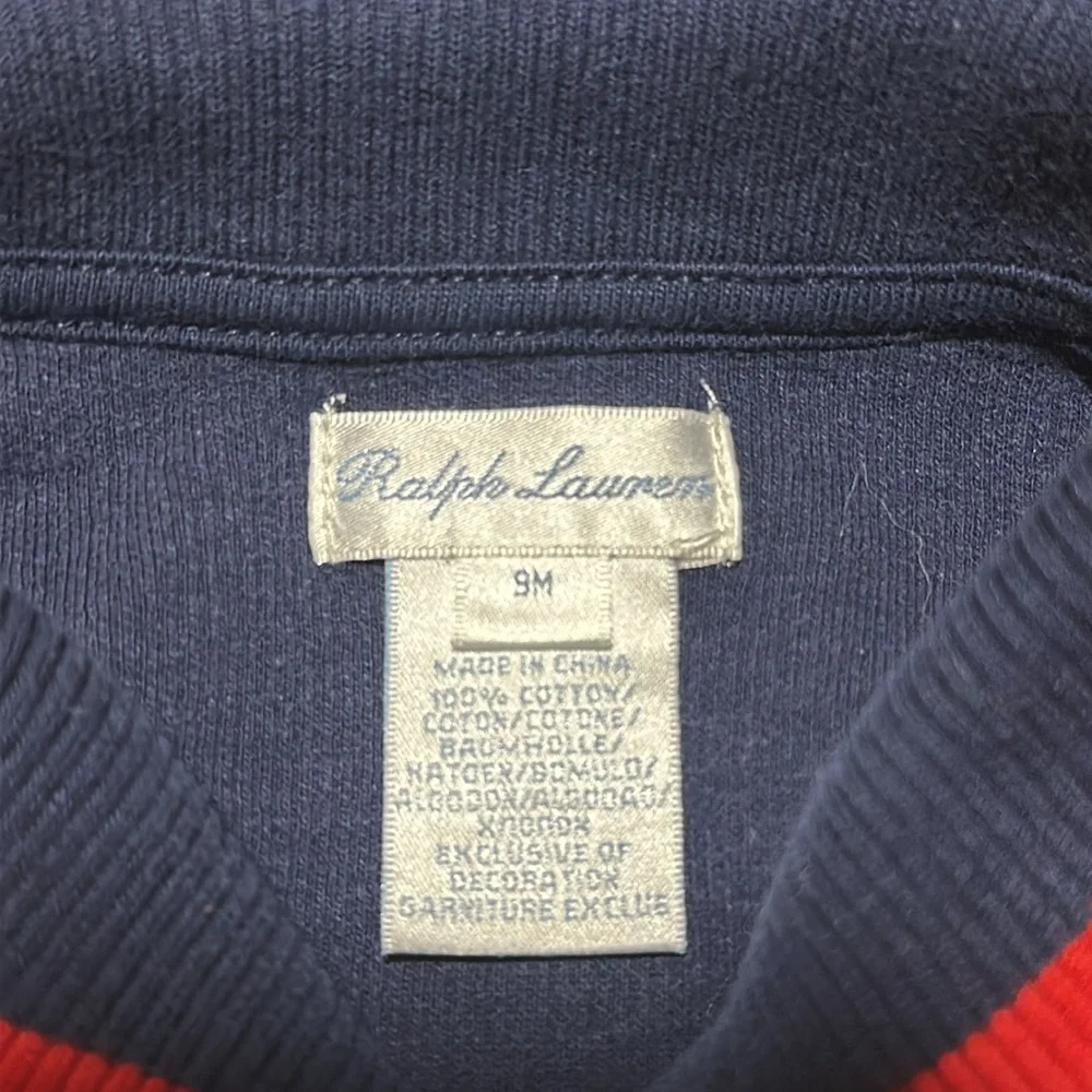 Ralph Lauren 100% Cotton Shawl Collar Footed long sleeve outfit size 9 M